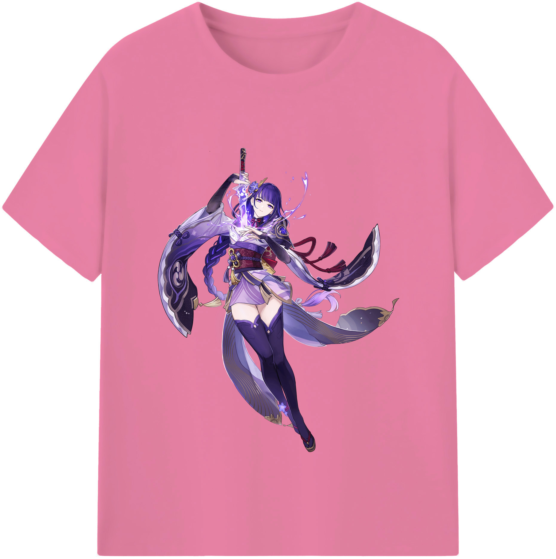 げんし神 雷電将軍 らいでんしょうぐん genshin Raiden Shogun 綿100％半袖Tシャツ（フロントプリント）